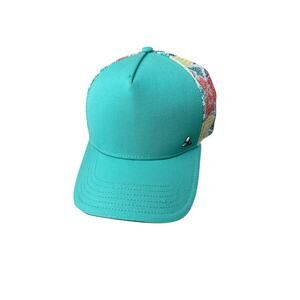 Prana Geometric Teal Trucker Mesh Snapback Hat Cap Womens
